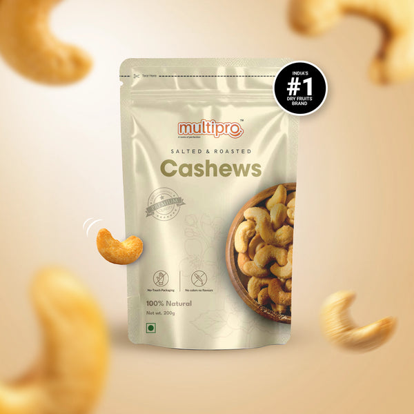 Multipro Salted & Roasted Cashews | 100% Natural | Premium Quality | No-Touch Packaging | 200g