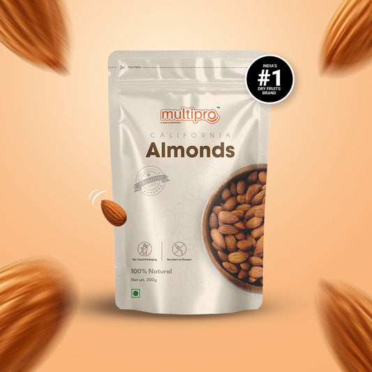 Multipro California Almonds | 100% Natural | Premium Quality | No-Touch Packaging | 200g