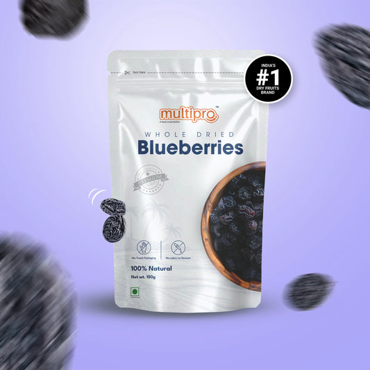 Multipro Whole Dried Blueberries | 100% Natural | No-Touch Packaging | 150g