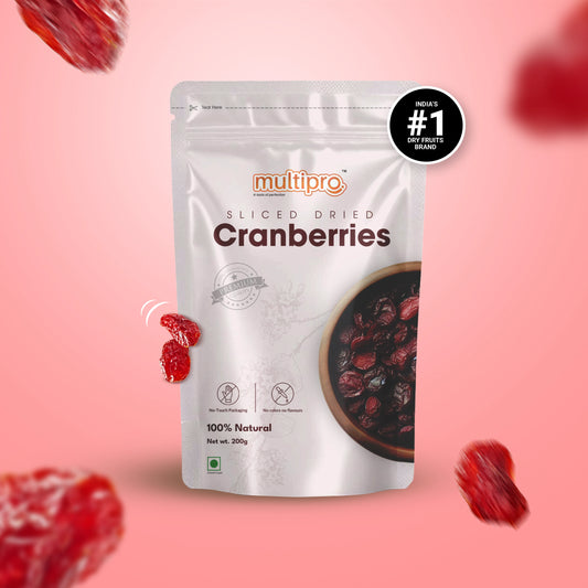 Multipro Sliced Dried Cranberries | 100% Natural | No-Touch Packaging | 200g