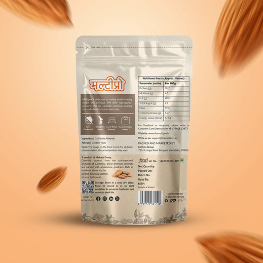 Multipro California Almonds | 100% Natural | Premium Quality | No-Touch Packaging | 200g