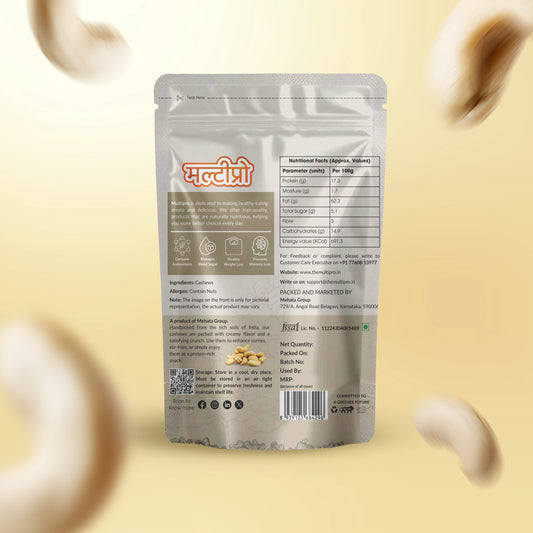 Multipro Whole Cashews | 100% Natural | No-Touch Packaging | 200g