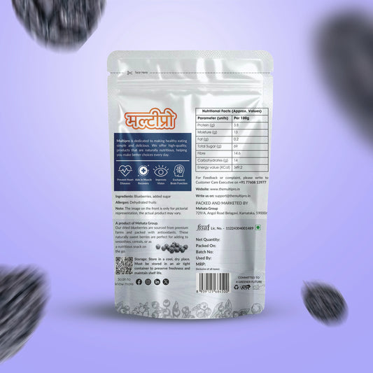 Multipro Whole Dried Blueberries | 100% Natural | No-Touch Packaging | 150g