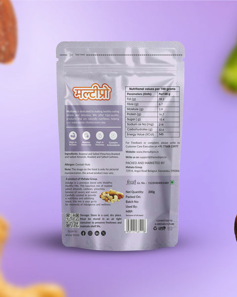 Multipro Salted & Roasted Healthy Mix | 100% Natural | Premium Quality | No-Touch Packaging | 200g
