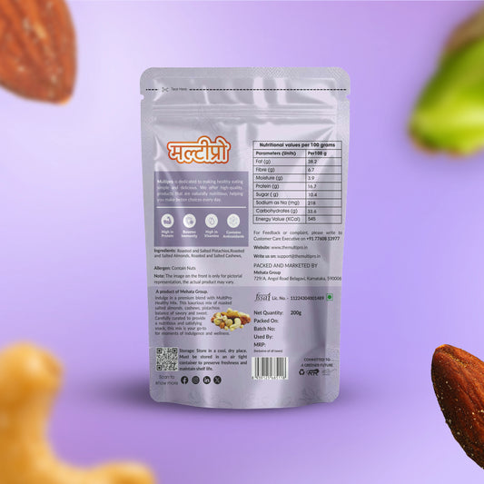 Multipro Salted & Roasted Healthy Mix | 100% Natural | Premium Quality | No-Touch Packaging | 200g