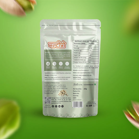 Multipro Salted & Roasted Irani Pistachios | 100% Natural | Premium Quality | No-Touch Packaging | 200g
