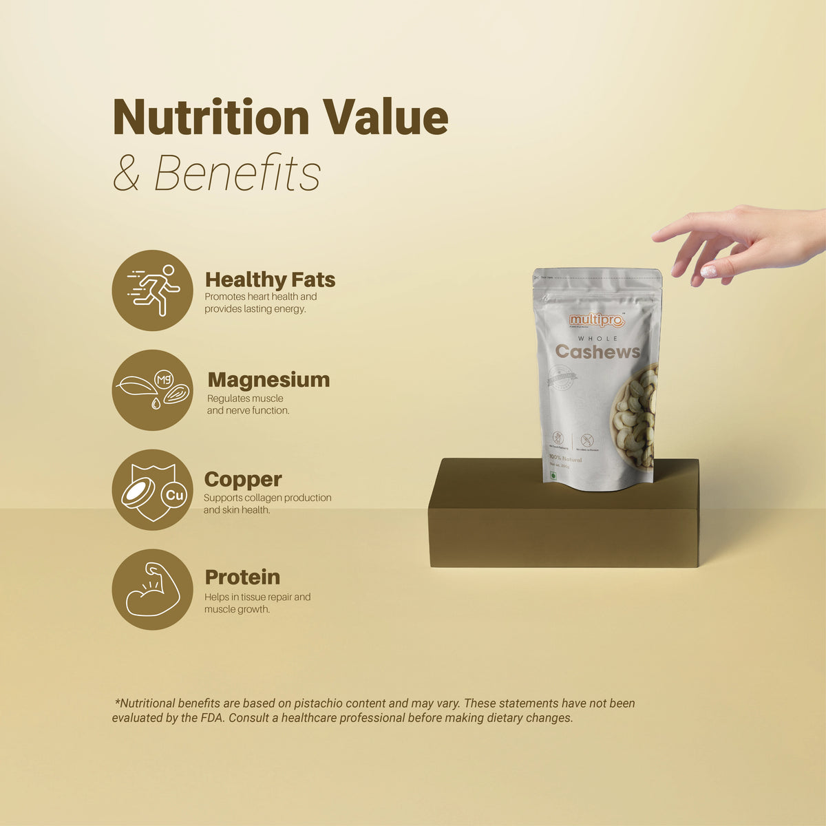Multipro Almonds & Cashews Combo | 100% Natural | Premium Quality | No-Touch Packaging | 2 x 200g Packs