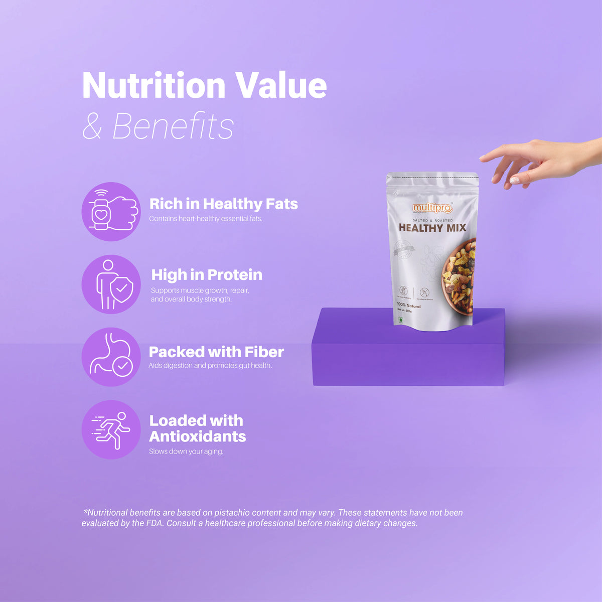 Multipro Salted & Roasted Healthy Mix | 100% Natural | Premium Quality | No-Touch Packaging | 200g
