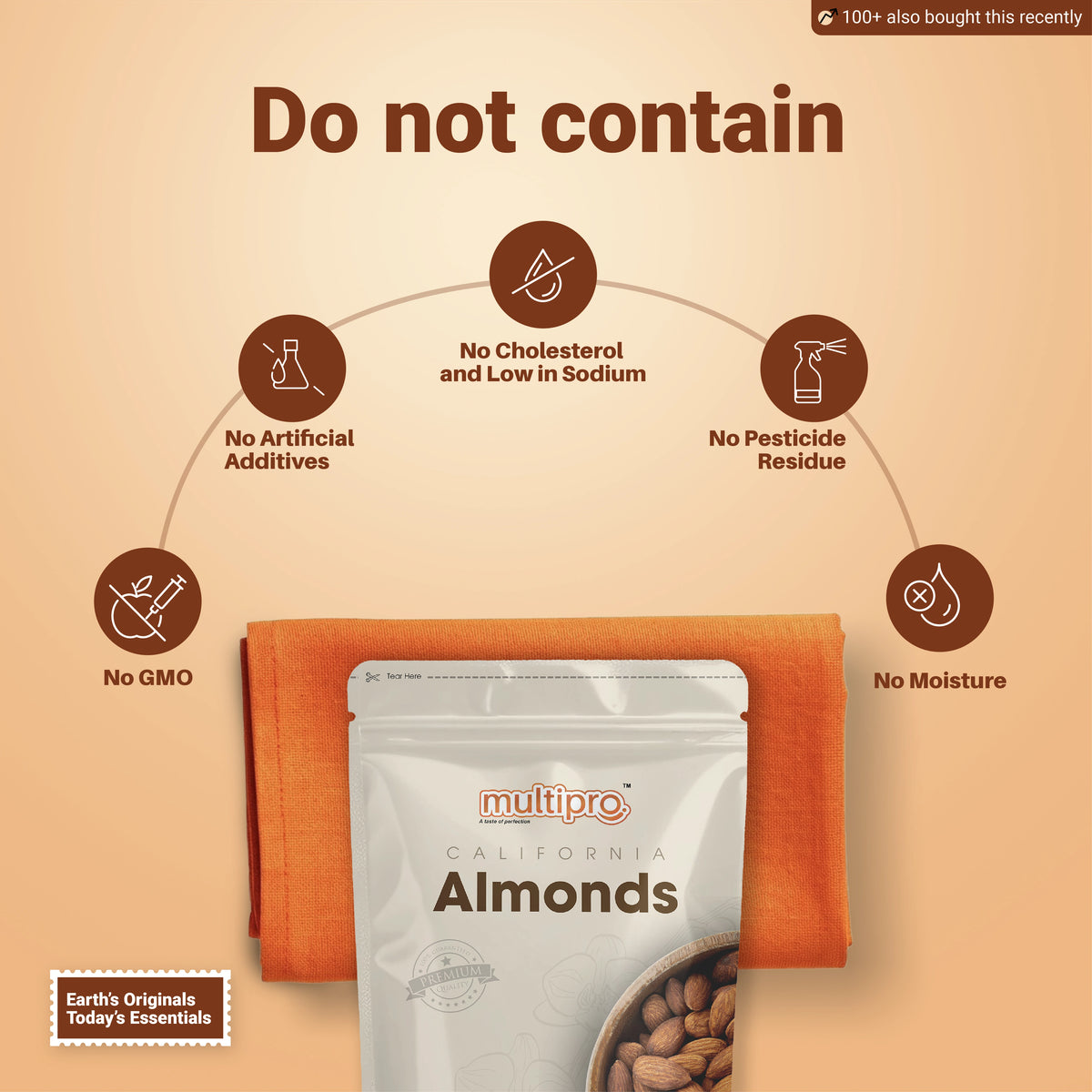 Multipro California Almonds | 100% Natural | Premium Quality | No-Touch Packaging | 200g