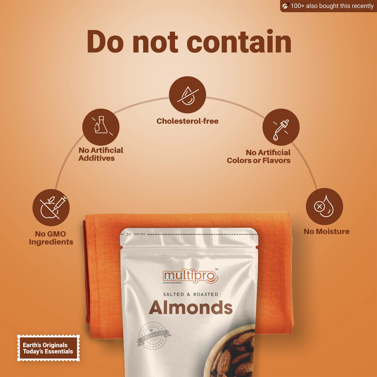 Multipro Roasted Almonds & Cashews Combo | 100% Natural | Oven Roasted | No-Touch Packaging | 2 x 200g Packs
