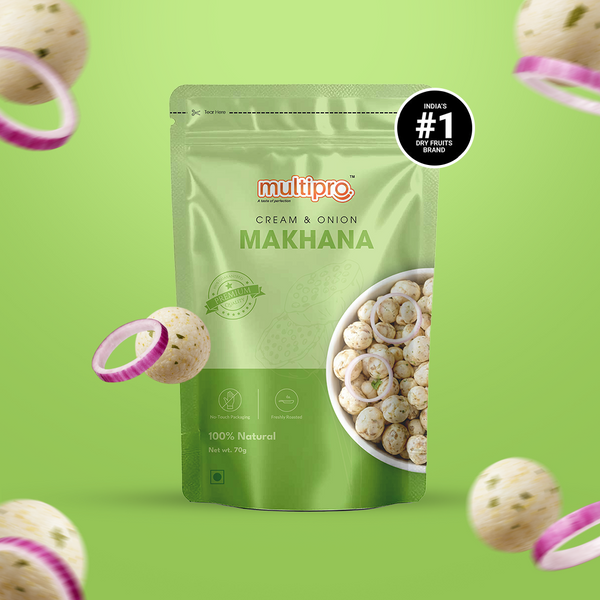 Cream & Onion Makhana | Rich & Savory | Oven Roasted | No-Touch Packaging | 70g