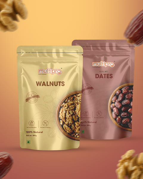 Everyday Nutrition Combo | Kalmi Dates + Walnuts | Premium Quality | 2 x 200g