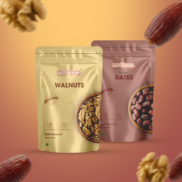 Everyday Nutrition Combo | Kalmi Dates + Walnuts | Premium Quality | 2 x 200g