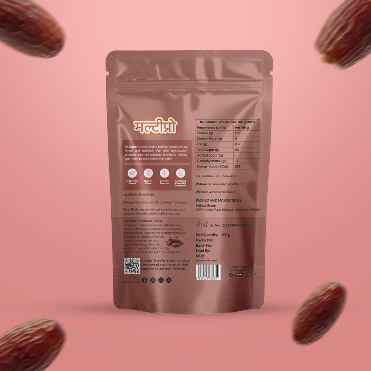 Kalmi Dates | Premium Quality | Naturally Sweet | No-Touch Packaging | 200g