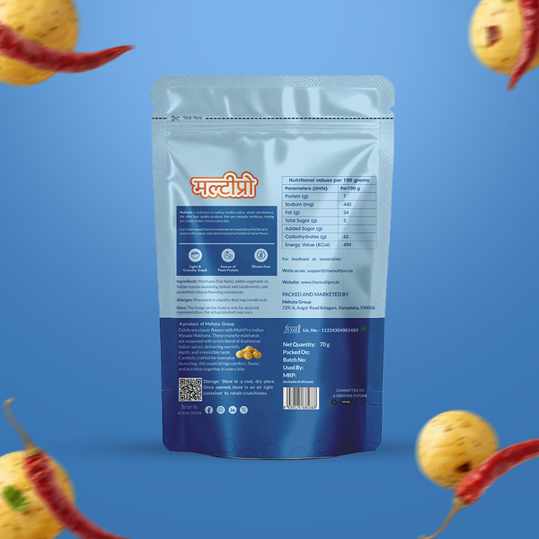 Indian Masala Makhana | Desi Flavors | Oven Roasted | No-Touch Packaging | 70g