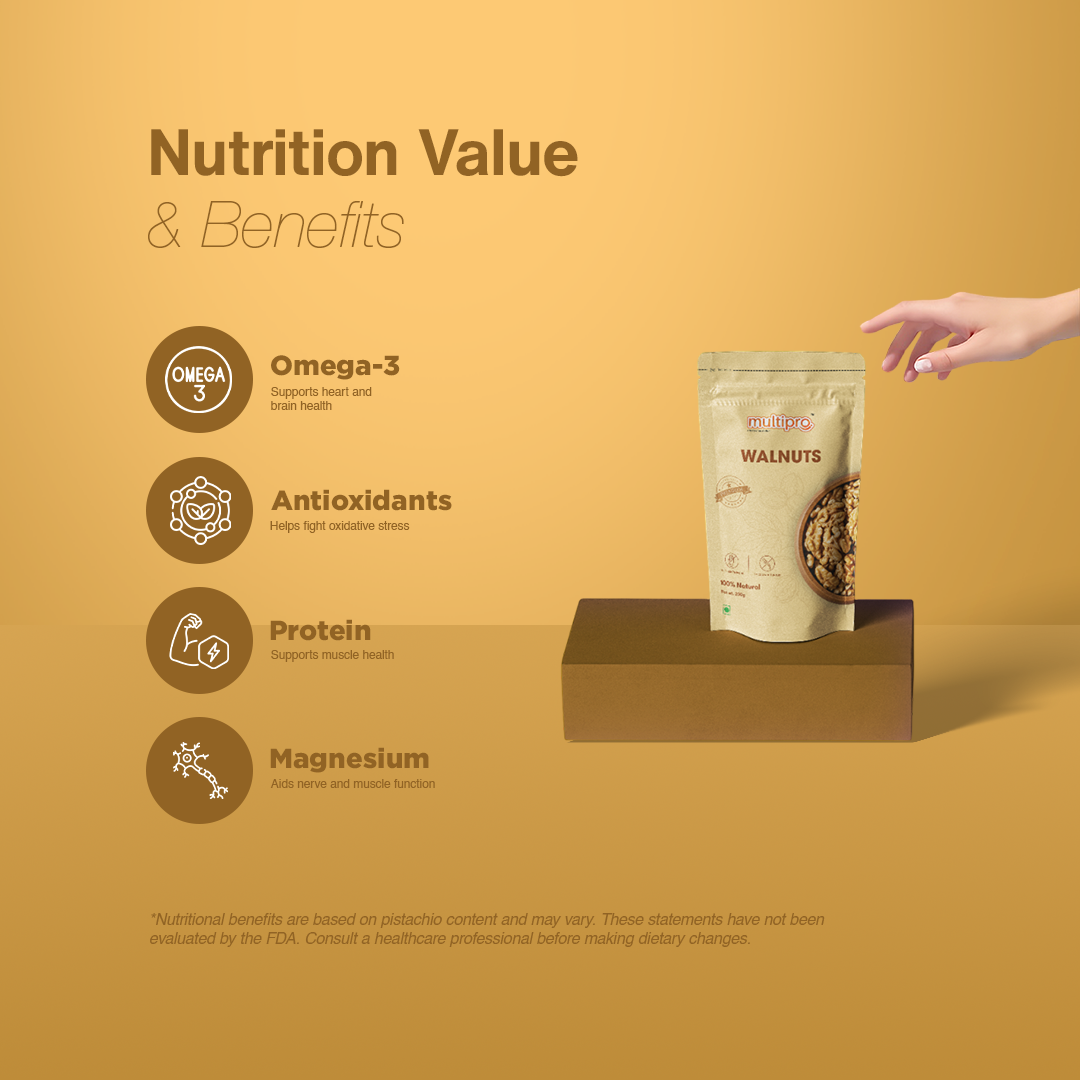 Walnuts | Premium Whole Kernels | 100% Natural | No-Touch Packaging | 200g
