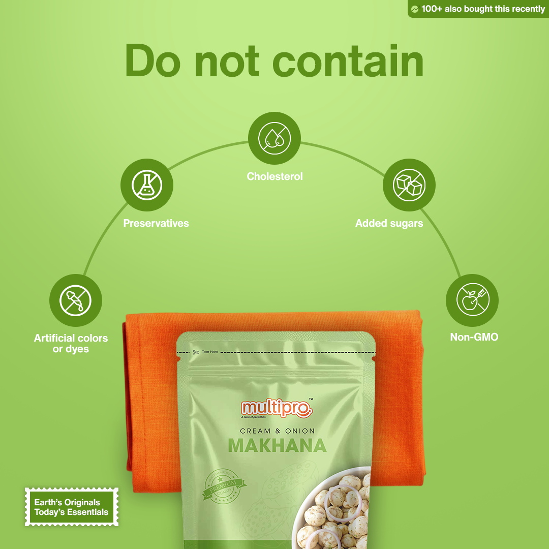 Cream & Onion Makhana | Rich & Savory | Oven Roasted | No-Touch Packaging | 70g