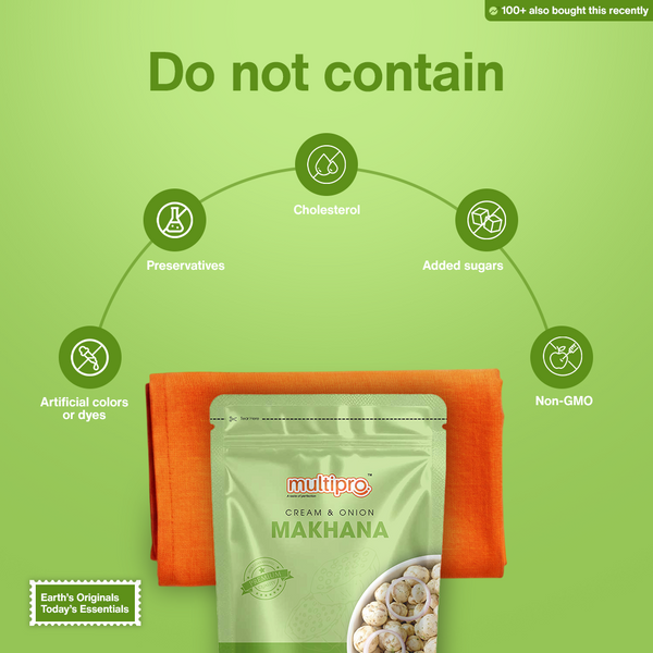 Cream & Onion Makhana | Rich & Savory | Oven Roasted | No-Touch Packaging | 70g